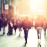 Pedestrians city streetscape